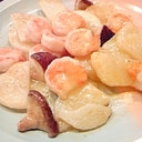 プリプリ☆えびと長芋、椎茸の中華塩炒め